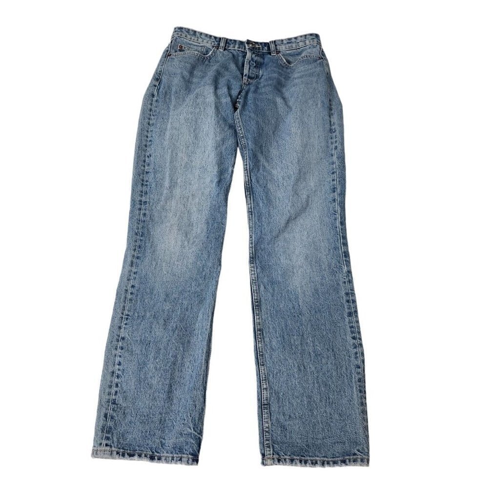 Zara Jeans 6 High-Rise Straight Leg Relaxed Blue Button Fly Boho 90s Pockets